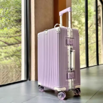 Suitcase Aluminum Frame with Colorful Silent Spinner Wheel TSA Lock Travel Trolley Case 20"Carry-on High-quality Rolling Luggage