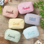 Personalized Striped Toiletry Bag - Custom Embroidered, Portable Polyester Cosmetic Storage, Ideal for Travel, School Dorm & Hom